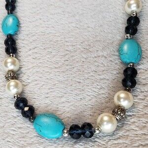 Turquoise, pearl, gem stone necklace